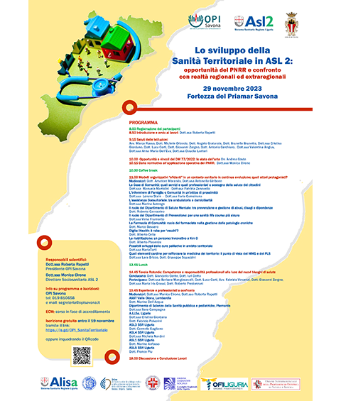 Locandina convegno Lo sviluppo della sanità territoriale in Asl2