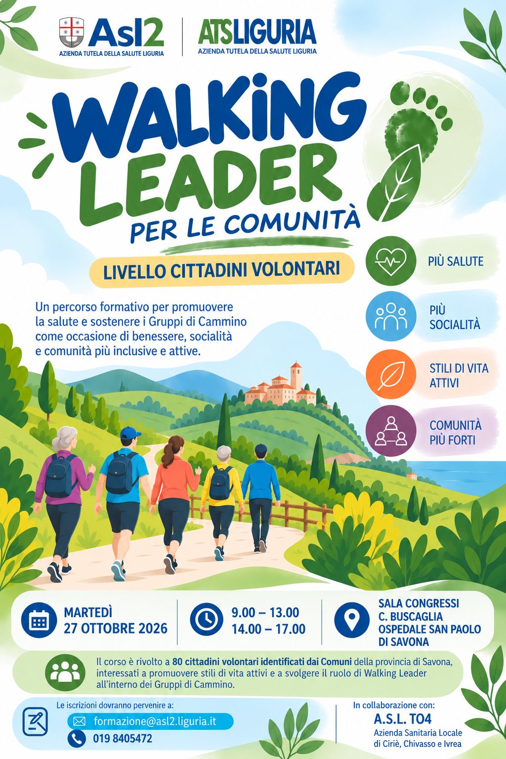 locandina promozione della salute e formazione per Walking Leader